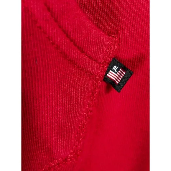 Polo Jeans Co Ralph Lauren Poncho Cape Red Fringe Hooded One Size Vintage Boho - Picture 6 of 8